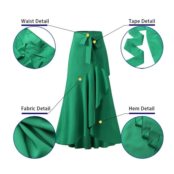 NEW| Mermaid Belted Trim Ruffled Panel Hem Skirt - Picture 10 of 11